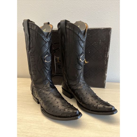 Cuadra Men Sz 9 Black Ostrich Traditional Cowboy Western Boot made by Cuadra - Picture 1 of 15